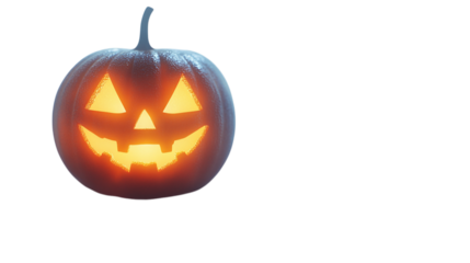 • A glowing jack-o'-lantern for Halloween night, isolated on white background in HD 