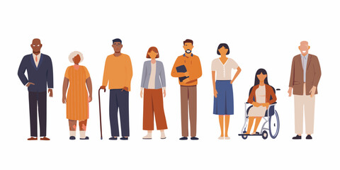 Diverse group of people standing together representing inclusivity and equality