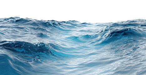 Blue ocean waves with dynamic motion, isolated on transparent cutout background
