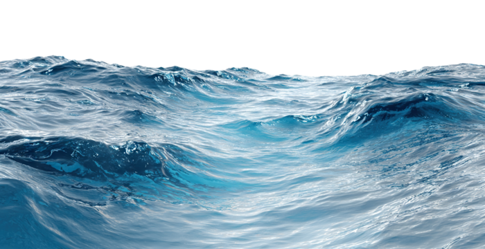 Blue ocean waves with dynamic motion, isolated on transparent cutout background - Powered by Adobe