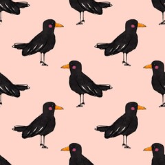Fototapeta premium seamless background with crow birds