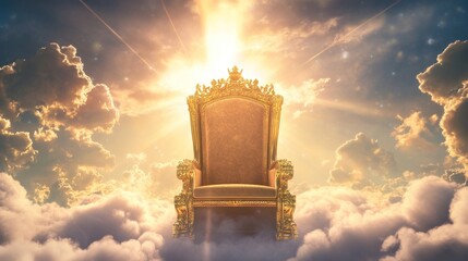 Golden throne in heavenly clouds