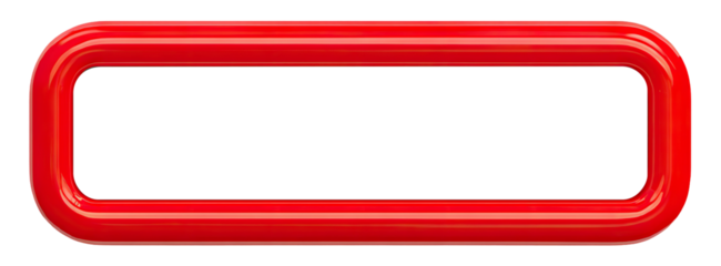 Red rounded rectangular frame with empty center, isolated on transparent cutout background