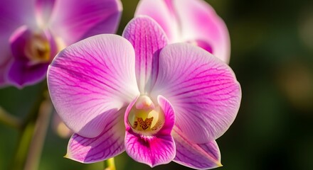 Fototapeta premium Close-up Macro Shot of a Vibrant Pink Orchid Flower