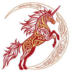 Winged unicorn tribal design