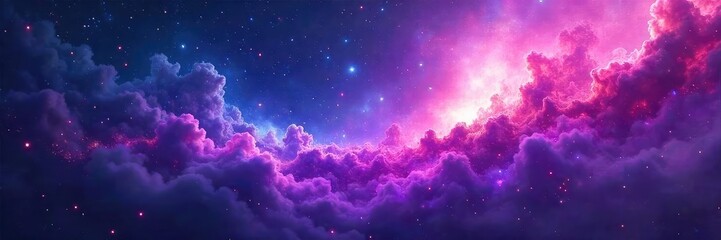 Fototapeta premium Abstract cosmic nebula swirls in vibrant hues of purple, blue, and pink, creating a stunning backdrop for any design project Perfect for fantasy, sci-fi, or mystical themes , abstract, fantasy