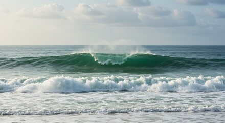 Fototapeta premium Majestic Ocean Wave Crashing with Spray and Foam