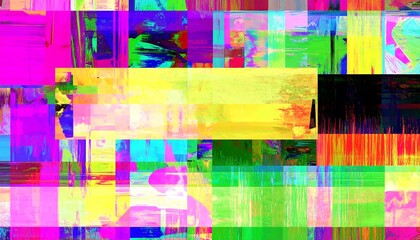Abstract background with colorful digital glitch and data corruption effect