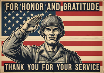 Saluting Soldier American Flag Tribute for Honor and Gratitude on Veteran's Day