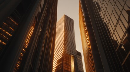 Fototapeta premium Skyscrapers golden hour skyline