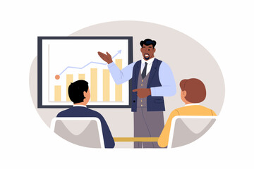 Business presentation with growth chart and attentive audience