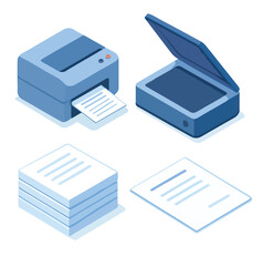 3D/isometric impression. Technology/office theme