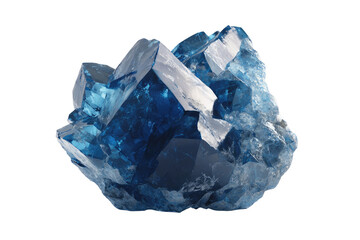 Obraz premium Close-up of a cluster of vibrant blue crystals. Sharp,faceted forms interlock, showing intricate geometric patterns. Translucent quality allows light to pass through