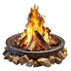 Camp Fire Pit Isolated on White Background