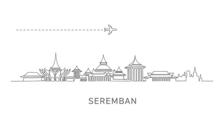 Seremban Skyline with Malaysia, Plane, and Minimalist.