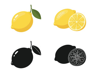 Zesty Lemon Collection: An elegant illustration showcasing the vibrant freshness of lemons, complete with detailed textures and subtle shadow effects.  Capturing the essence of citrus and freshness.