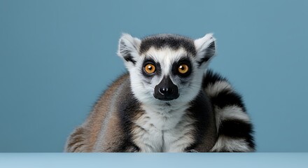 Obraz premium Ring tailed Lemur with large eyes looking straight at the camera