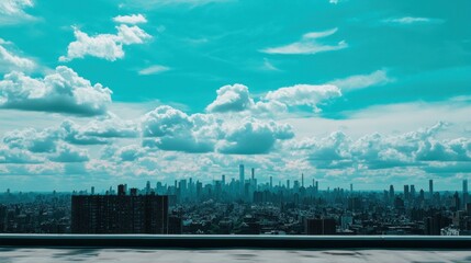 Fototapeta premium Cityscape panorama on partly cloudy day
