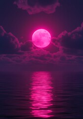 Obraz premium Pink moon reflection on water