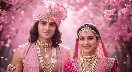 Radha krishna images hd wallpaper download beautiful couple in traditional attire pink theme