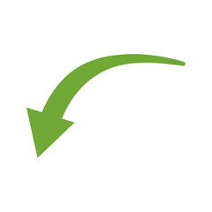 Green Curved Down Arrow Icon Flat Design for UIUX