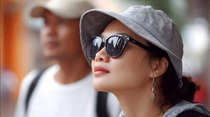Fototapeta premium weekend activity, candid portrait, street photography, high-quality stock photo, editorial style