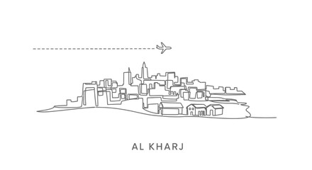 Fototapeta premium Al Kharj skyline Minimalist with travel.