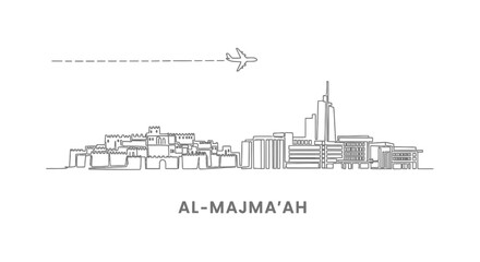 Naklejka premium AlMajmaah Skyline City with Line art.