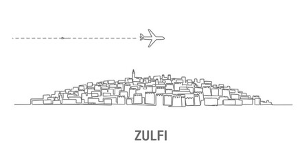 Fototapeta premium Airplane over Zulfi Travel destination.