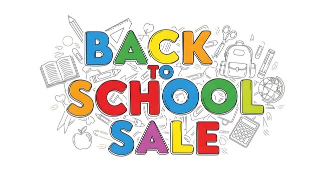 Colorful Back to School Sale Promotion for Students and Families