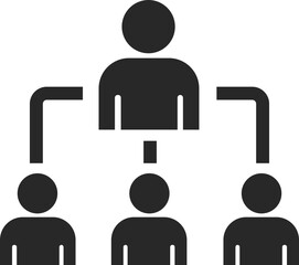 Fototapeta premium Business flow chart icon with people showing organizational structure and team management workflow