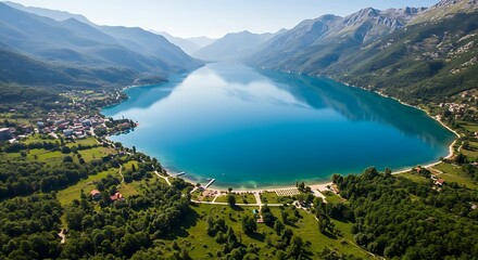Obraz premium A beautiful shot of the blue Shkodra Lake on a sunny day in Montenegro
