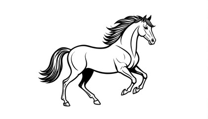 Obraz premium Black and white line art of a galloping horse