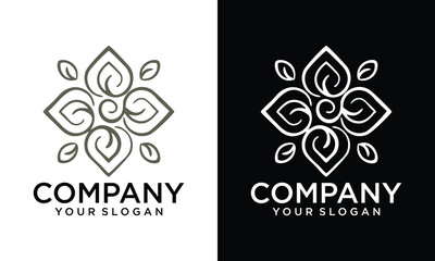 Creative Leaf Flower Tree monoline. Universal creative premium symbol. Vector sign icon logo template. Vector illustration