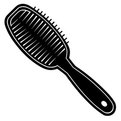Black hairbrush silhouette on white vector white background