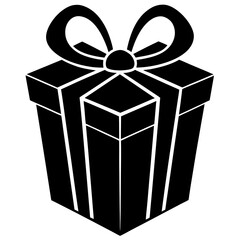 Black gift box with ribbon present