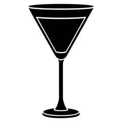 Black martini glass silhouette with white accents cocktail glass