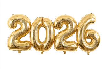 Celebrate 2026 with stunning golden balloon numerals for a vibrant and memorable festive design