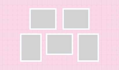 Pictures or photos frame collage, page grid layout abstract photo frames and digital photo wall template