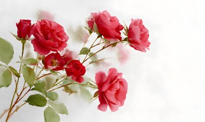 Watercolor, a bouquet of red roses
