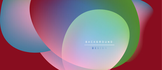 Abstract colorful overlapping circles create dynamic background. Gradient shades blend, forming modern design element. Visual harmony present.