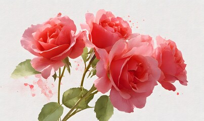 Obraz premium Watercolor, a bouquet of red roses
