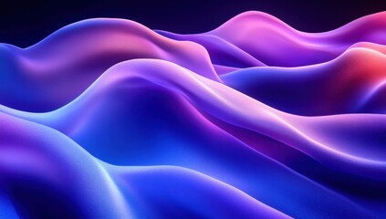 Obraz premium A vibrant, abstract representation of flowing waves in hues of purple and blue, evoking a sense of motion and fluidity.