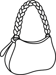 A Chic Women's Handbag with a Braided Handle, a Fashionable and Unique Accessory for Modern Style and Personal Expression, Vector Art