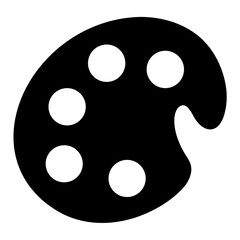 Black painter palette with white circles silhouette