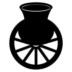 Black pottery wheel vase silhouette white vector