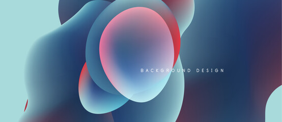 Abstract fluid shapes blend, creating vibrant color gradients. Blue, pink, turquoise dominate composition. Modern design element.