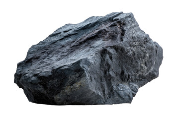 Close-up of a dark gray rock.  Rough, irregular shape