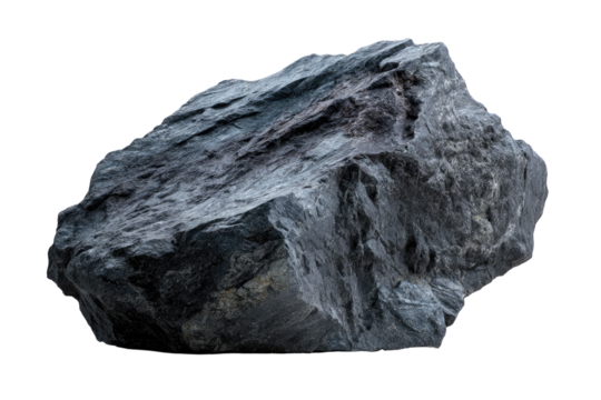 Close-up of a dark gray rock.  Rough, irregular shape