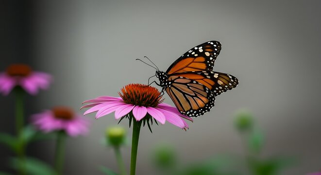 Photography spotlight: A closeup of a monarch butterfly (Danaus plexippus) on a pink flower in a garden on blurred background